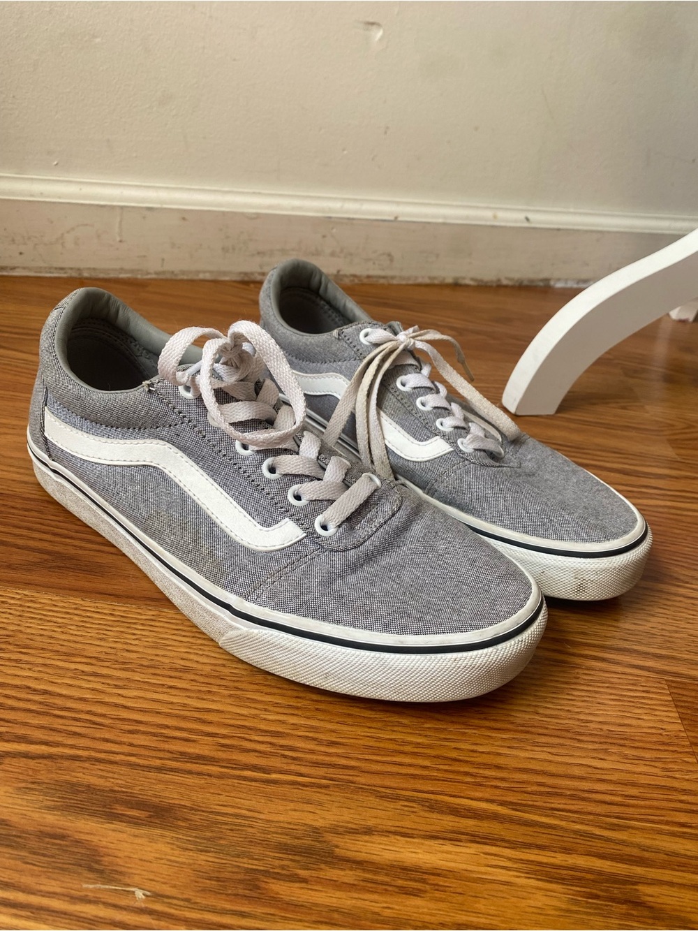 Vans Gray Low-Top Sneakers with White Side Stripe